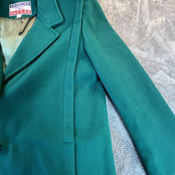 Vintage Teal Wool Coat by American Bazaar Size 14 Made in USA - Picture 10 of 16